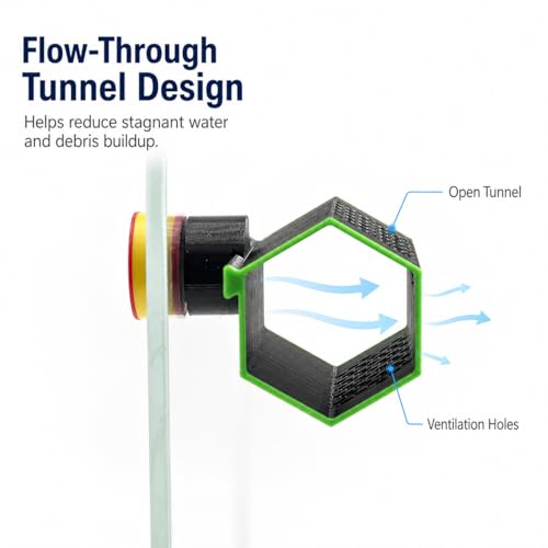 Magnetic Reef Tank Fish Hideout for Clownfish, 3D Printed Flow-Through Shelter for Shrimp, Fry & Small Reef Fish, 3.15" Aquarium Cave, Fits Glass up to 5/16" (Fluorescent Green)