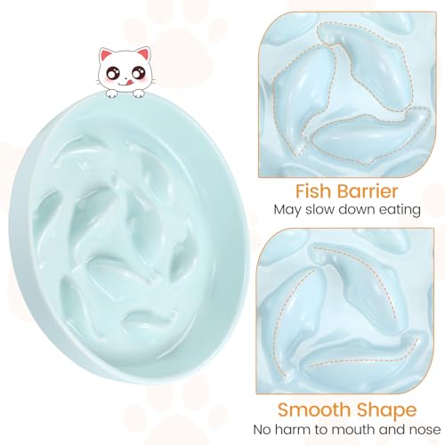 PETTOM Slow Feeder Cat Bowl with Stand, Ceramic Slow Eating Cat Bowl with Higher Edges Fish Pool Design Elevated Food Bowls for Dry and Wet Food Anti-Vomiting Puzzle Feeder for Healthy Eating Diet - color: Green