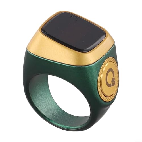 IQibla Smart for Zikr Ring with Digital Counter, Vibration Reminder, for OLED Display, 40mAh for battery and Prayer Time Alerts for Muslims, Black(20mm green) - size: 20mm green