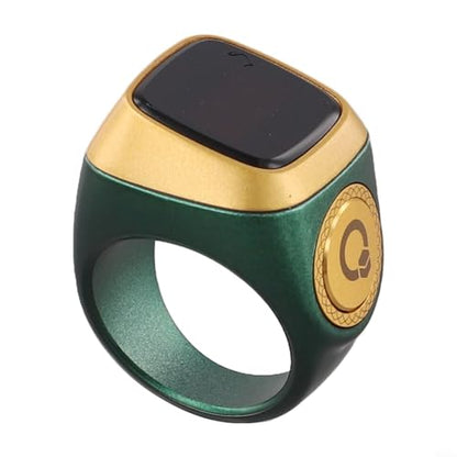 IQibla Smart for Zikr Ring with Digital Counter, Vibration Reminder, for OLED Display, 40mAh for battery and Prayer Time Alerts for Muslims, Black(20mm green) - size: 20mm green