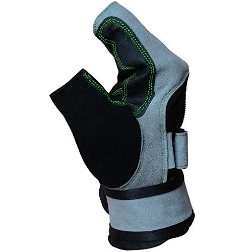 Meister Wrist Wrap Weight Lifting Gloves w/Gel Padding - color: Gray / Neon Green, size: Small