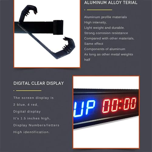 Gym Timer Clock, Boxing Interval Timer with LED Display Screen &Remote Control, 2 Display Format Adjustable and Support Counting Down, 20 Groups of Training and Rest Can Be Set, for Home Use
