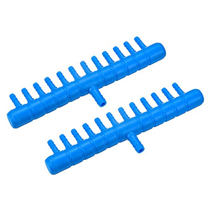 uxcell 2Pcs 8mm to 5.5mm 12 Ways Air Line Tubing Splitter Connector Fish Tank Oxygen Pipe Air Tubing Adapter for Aquarium, Blue - style: 12 Ways