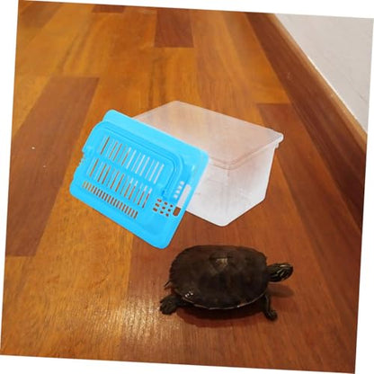 SUPVOX Small Portable Fish Tank Breathable Lid Handheld Turtle Box for Reptiles and Pet Transport Lightweight Transparent Aquarium for Outdoor Use