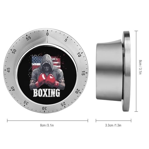 U.S. Flag Boxing Funny 60 Minute Timer Mechanical Stainless Steel Timers for Kitchen Cooking Outdoor
