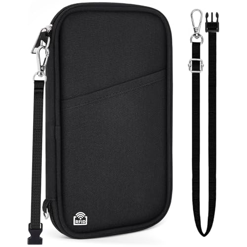 Passport Holder for Travel, RFID Blocking Wallet for Family, Black - color: Black