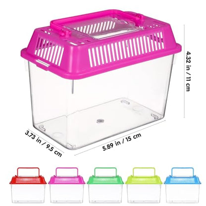 PRETYZOOM Portable Fish Tank Pet Box Small Plastic Aquarium with Handle Mini Handheld Fish Bowl 5.9 Inch for Home and Travel Use