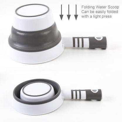 Folding Water Ladle for Bath Collapsible Water Scoop Bath Ladle Grey | for Kitchen Bathroom - size: Grey