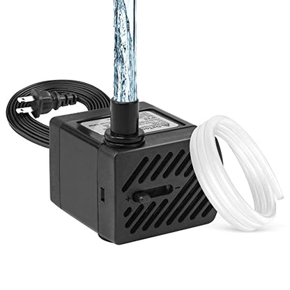 DaToo 50GPH 3W Small Submersible Water Pump Mini Fountain Pump Ultra Quiet For Aquarium Fish Tank Pond Statuary Hydroponics - size: 3W 50GPH (With 3.3ft Free Tubing)