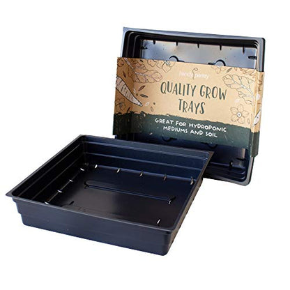 Handy Pantry 10" x 10" Garden Growing Trays with Drain Holes - 5-Pack | Recyclable Plastic Plant Trays for Wheatgrass, Microgreens, Hydroponic Growing, Nursery Flats, Greenhouse Supplies