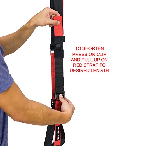 Valor Fitness Suspension Trainer System with Adjustable Training Straps, Full Body Bodyweight Workout Equipment for Home Gym, Resistance Training, Includes Extension Strap, Carabiner, and Storage Bag
