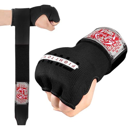 Gel Padded Inner Gloves with Hand Wraps for Men & Women | Boxing, Quick Elastic Training Wraps, Muay Thai MMA Kickboxing, Knuckle Wrist Protector