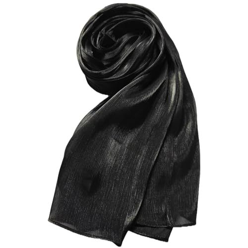 Women Premium Hijab Head Scarf Lightweight Shimmer Scarves Crepe Wedding Shawls and Wraps for Evening Dresses Shiny - color: Black 1#