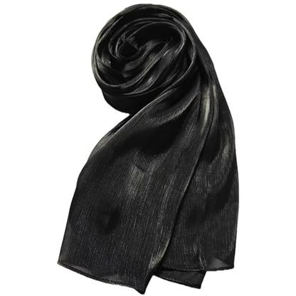 Women Premium Hijab Head Scarf Lightweight Shimmer Scarves Crepe Wedding Shawls and Wraps for Evening Dresses Shiny - color: Black 1#