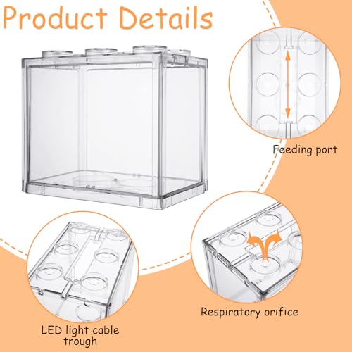 QTLCOHD 4 Pack Small Betta Fish Tank, 0.6 Gallon Mini Aquarium Tank | Clear Stackable Fish Bowl, Acrylic Tiny Cube Tank for Beta Fish Sea Monkeys Shrimp Snails