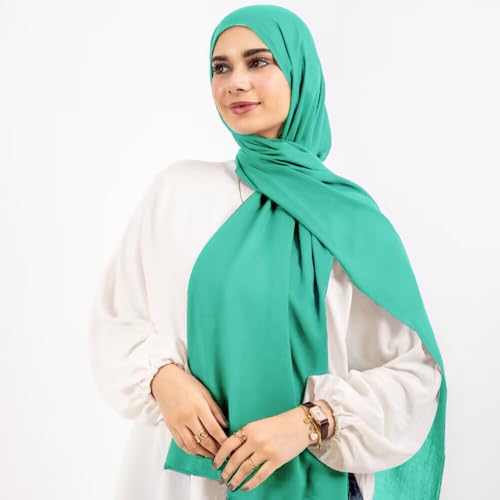Non-see-through Premium Jersey Maxi Hijab Head Scarf Wrap for Muslim Women - color: Green