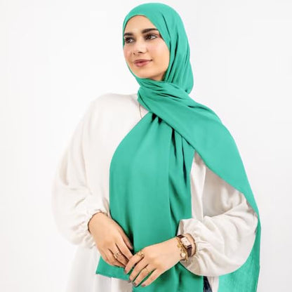 Non-see-through Premium Jersey Maxi Hijab Head Scarf Wrap for Muslim Women - color: Light Green