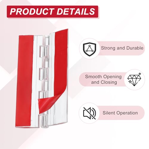 MECCANIXITY Small Acrylic Hinges Plastic Self-Adhesive Clear Hinge 75 x 45mm Continuous Piano Folding Hinges for Aquarium Lid Crafts Display Stand Pack of 2 Transparent - size: 75 x 45mm
