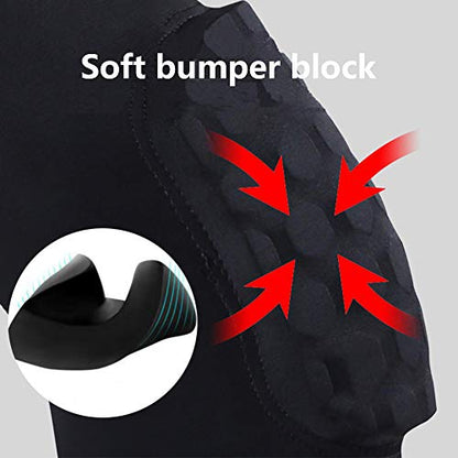 Upgraded Hex Padded Arm Sleeve Compression Padded Elbow Arm Sleeve with Elbow Pad for Football