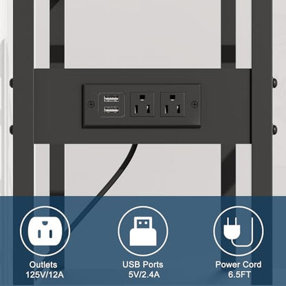 Urban Deco 55-75 Gallon Fish Tank Stand with Power Outlets, 900LBS Capacity Aquarium Stand, Metal Fish Tank Stand Dual-Layer Design Terrarium Stand, Black - color: Black with Outlet, size: 55-75 Gallon