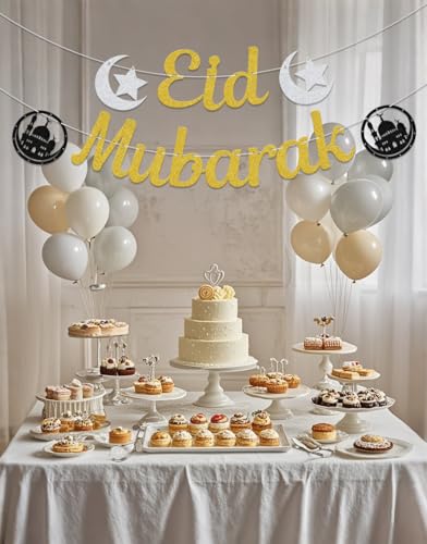 Eid Mubarak Banner Eid Decorations Ramadan Decoration Islamic Decor Gold - size: Eid Mubarak