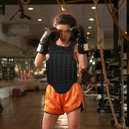 Chest Guard and Boxing Chest Protector Black Adult One Size, Portable Impact Protection Gear for Martial Arts, Taekwondo, Sparring, and Combat Training