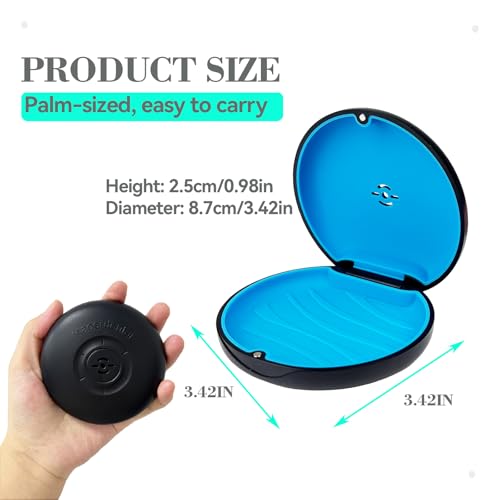 2 Pack Retainer Case with Vent Hole, Compatible with Invisalign | Portable Slim Travel Aligner Case,Secure Magnetic Closure-Food Grade Silicone Pad(Black Blue) - color: Black Blue
