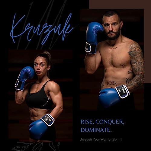 Kruzak Boxing Gloves for Men & Women, Sparring & Kickboxing Gloves, Muay Thai & MMA Gloves, 8-16 oz - color: Blue, size: 12 oz