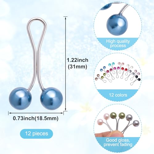 Joez Wonderful 12pcs Hijab Pins Clips for Women, 12 Colors - color: 12pcs, 12 Colors