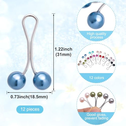 Joez Wonderful 12pcs Hijab Pins Clips for Women, 12 Colors - color: 12pcs, 12 Colors
