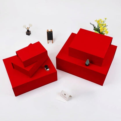 UoeRing 1 Pcs Red Gift Box Large 11.5x8x4 Inch with Magnetic Lid | Collapsible Luxury Present Box,for Birthday,Christmas Holiday Gift Includes Card,Ribbon,Tissue Paper & Shredded Filler - color: 13.5x11.8x4.7 Inch-Red-Pack of 1
