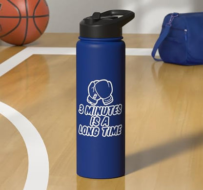 3 Minutes Is A Long Time Boxing Round Timer Training - Stainless Steel Insulated Water Bottle - color: Royal Blue