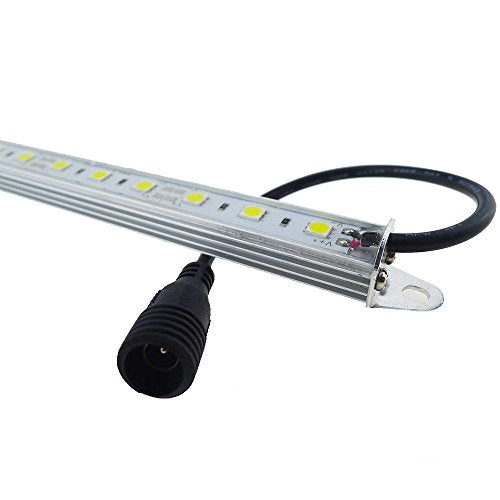 12"/30CM 6500K-7000K White 12V DC 5050 Aquarium LED Strip Lighting | 18LEDs Super Bright Cold White Waterproof IP67 Aluminum Lighting LED Linear Bar Lamp for Fish Tank (No Adapter and Dimmer) - color: White