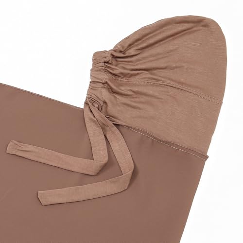 Yeieeo Instant Chiffon Hijab with Undercap (Tube or Bandage Cap), Breathable, no sweat buildup,Solid Chiffon Head Wraps - color: Khaki