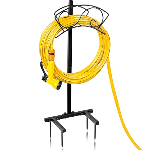 ULIOK Garden Hose Holder Freestanding, Water Hose Holders for Outside with Sturdy 4 Spikes, Hose Reel Holds 150-feet Hose, Hose Hanger Hose Storage for Yard, Lawn, Farm