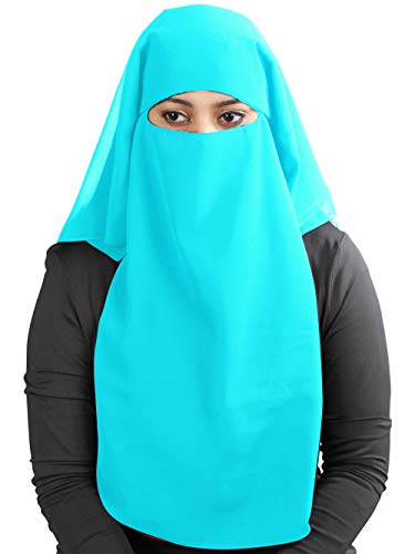 MyBatua 3 Layers Saudi Niqab In Breathable Georgette, Wholesale Price, 1pc Face Veil NQ-003 - color: Turquoise