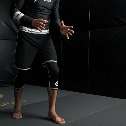 Gold BJJ Jiu Jitsu Spats - Base Layer for Gi and No-Gi Grappling - Martial Arts Pants - color: Black (3/4 Length), size: XX-Large