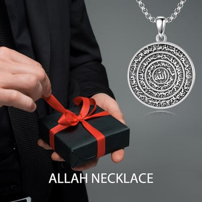 PELOVNY Allah Necklace for Men Women 925 Sterling Silver Islam Allah Pendant Chain Islamic Muslim Religious Jewelry Gifts - color: Allah-02