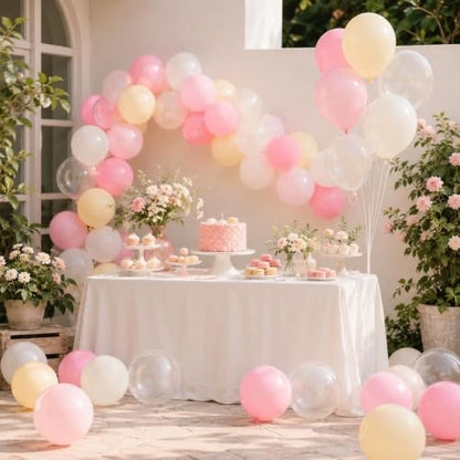 Pink and Yellow Balloons, 12 Inch Pastel Balloon for Bridal Baby Shower - color: Pink Yellow