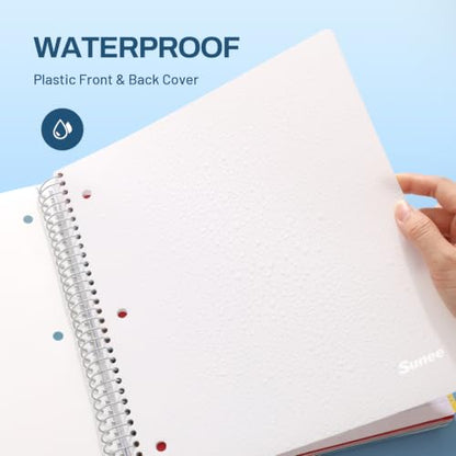 SUNEE 5 Subject Notebook College Ruled - 400 Pages, 9"x11", 5 Pocket Colored Dividers, 3-Hole Punched Paper, White - color: White, style: College Ruled