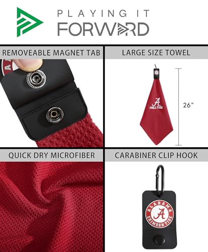 Magnetic Multi Sport Microfiber Towel for Gym, Running, Tennis, Workout, Golf Bags, Strong Magnet Hold, Gym Towels, Magnetic Golf Towels, Fast Drying, Men & Women, Crimson Red - color: Crimson Red