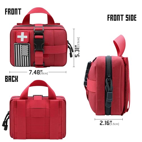 Upgrade Molle Rip Away Ifak Pouch, Tactical Small Belt First Aid Pouch Medical Utility EMT Pouch Only - color: Upgrade - Red