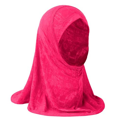 2PCS Girls Hijab Scarf Muslim Kids Amira Instant Hijab Headscarf Flower Head Wrap Scarf Turban for Age 2-6 Years - color: Orange + Rose
