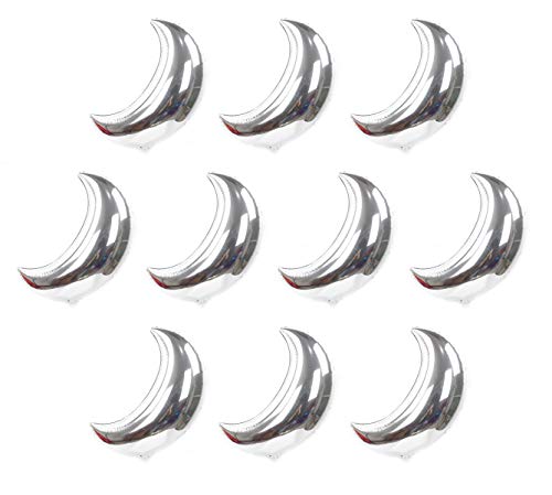 10 Pcs 20 Inches Moon Balloons Foil Balloons Mylar Balloons for Birthday Wedding Baby Shower Party Decorations (Silver) - color: Silver