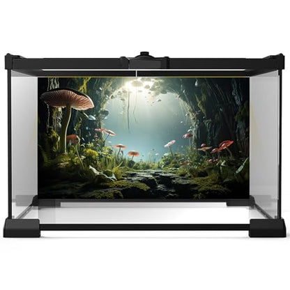Underwater World Aquarium Background Tropical Plants Cave Style Mushrooms Reptile Tank Backgrounds Rock Lush Moss Plants Fish Tank Background Underwater Ocean Reptile Enclosure Backgrounds 24x12in - color: Foggy Green, size: 24(W)x12(H)inches/ 60(W)*30cm(