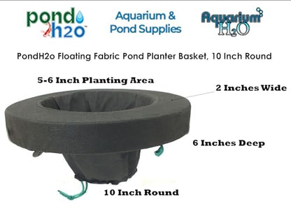 PondH2o Floating Aquatic Pond Planter Basket, 10 Inch (26cm) Round | Ponds and Water Features