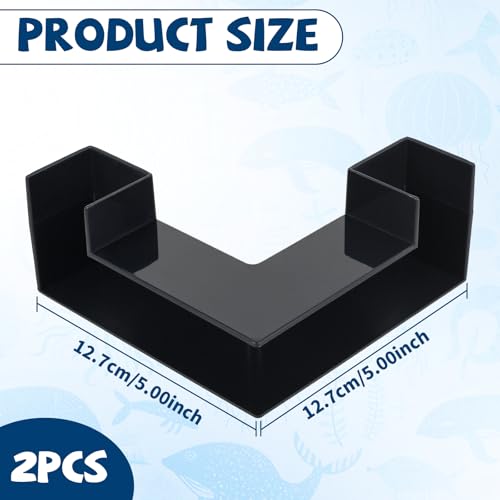 Aquarium Underground Corner Tunnel, Fish & Shrimp Hideout, 2 Pack (Black)