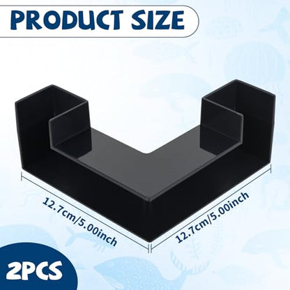 Aquarium Underground Corner Tunnel, Fish & Shrimp Hideout, 2 Pack (Black)