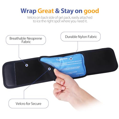 Comfpack Cold Therapy Wrap with 2 Packs for Pain Relief, Reusable Gel Ice Packs for Foot Plantar, Wrist, Ankle, Great for Sprains, Muscle Pain, Bruises, Injuries - size: Black, style: 2 Sleeves + 2 Gel Packs