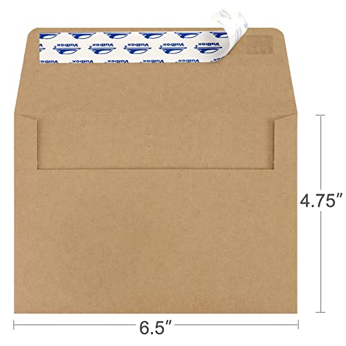 ValBox 100 Qty A6 Envelopes Self Seal 6.5 x 4.75" Brown Kraft Paper Invitation Envelopes for 4x6 Cards, Photos, Invitations, Weddings, Baby Shower, Birthiday, Announcements, RSVP (A6) - color: Brown, size: A6 (6.5 x 4.75 Inches)